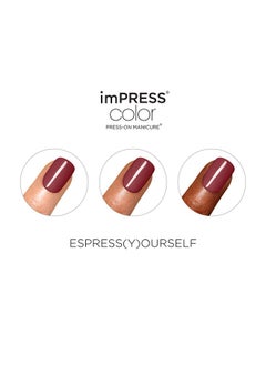 Impress KISS imPRESS No Glue Mani Press On Nails, Color, 'Espress(y) ourself', Brown, Short Size, Squoval Shape, Includes 30 Nails, Prep Pad, Instructions Sheet, 1 Manicure Stick, 1 Mini File  - Image 5