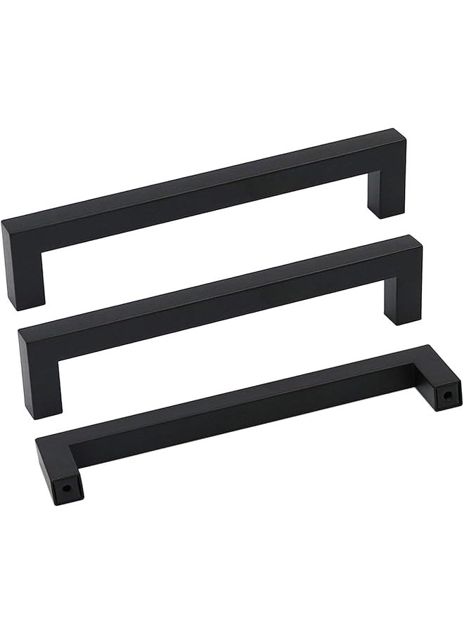 PROMASS promass 5 Pack Black Square Bar Cabinet Pull Drawer Handle Stainless Steel Modern Hardware for Kitchen and Bathroom Cabinets Cupboard,Center to Center 6-1/4in(160mm) Handles for Kitchen Cabinets  - Image 1