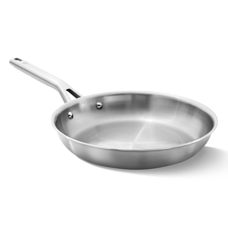 Calphalon Brushed 3-Ply Stainless Steel Cookware w/Turbo Heat Tech 10" Fry Pan, Induction, Oven Safe 450F, Brushed Stainless Silver - Image 1