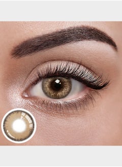 Unibling Rime Brown Yearly Colored Contact Lenses, Unisex Cosmetic Contact Lenses, Enlargement Collection, Light Brown, With Case  - Image 4