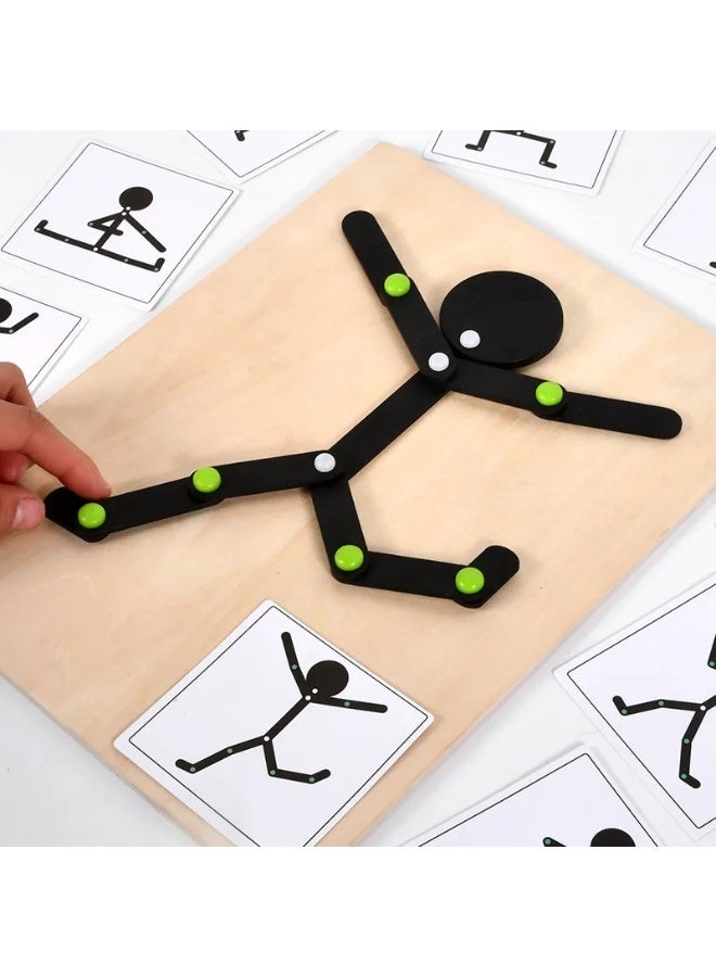 ف.ا.م.س لعبة بازل خشبية بنظام المنتسوري لمطابقة الأوضاع للأطفال – لوحة تعليمية مع 32 بطاقة | لعبة تعليمية لتنمية المهارات والمنطق والإبداع - Image 4