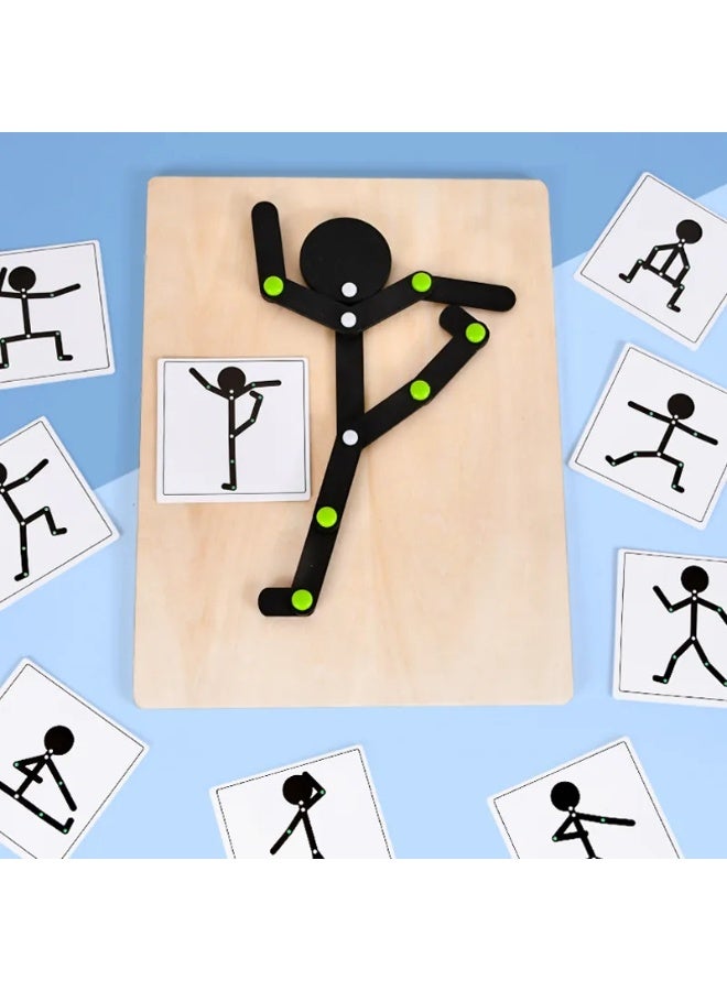 ف.ا.م.س لعبة بازل خشبية بنظام المنتسوري لمطابقة الأوضاع للأطفال – لوحة تعليمية مع 32 بطاقة | لعبة تعليمية لتنمية المهارات والمنطق والإبداع - Image 5