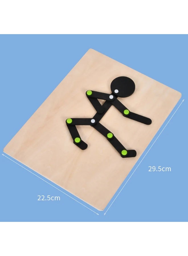 ف.ا.م.س لعبة بازل خشبية بنظام المنتسوري لمطابقة الأوضاع للأطفال – لوحة تعليمية مع 32 بطاقة | لعبة تعليمية لتنمية المهارات والمنطق والإبداع - Image 2