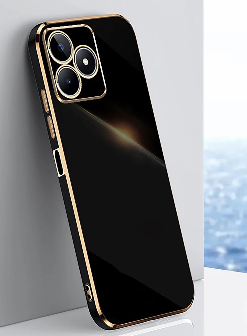 غطاء متوافق مع أوبو A5 برو، قشرة ناعمة مطلية بالذهب، أسود رفيع وناعم مقاوم للصدمات حماية كاملة لأوبو A5 برو (أسود) - Image 1