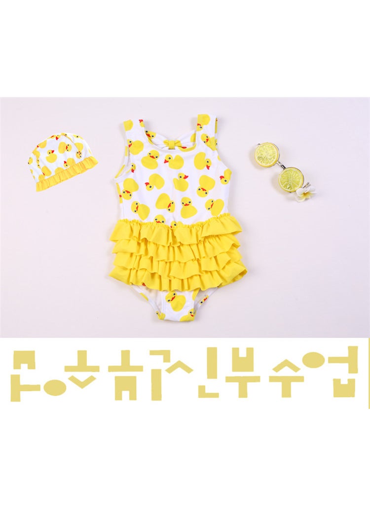 Generic - Childrens Swimwear Girls Babys Cute Babys One-piece Korean-style Instagram Style Fashionable Hot Spring Beach Swimsuit White - Image 1