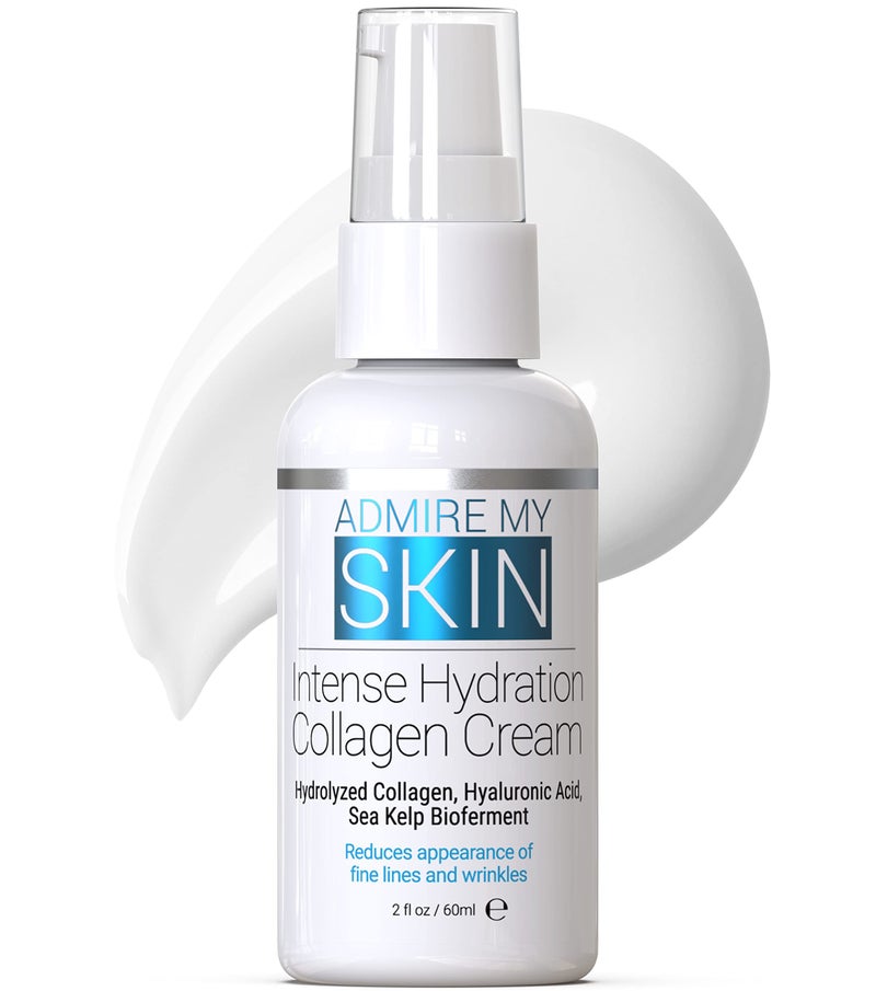 Admire My Skin Collagen Cream Moisturizer For Dry Skin  Hyaluronic Acid Cream  Non Comedogenic Hydrating Cream Eliminates Dull Dry Skin for That Healthy Youthful Glow 2oz