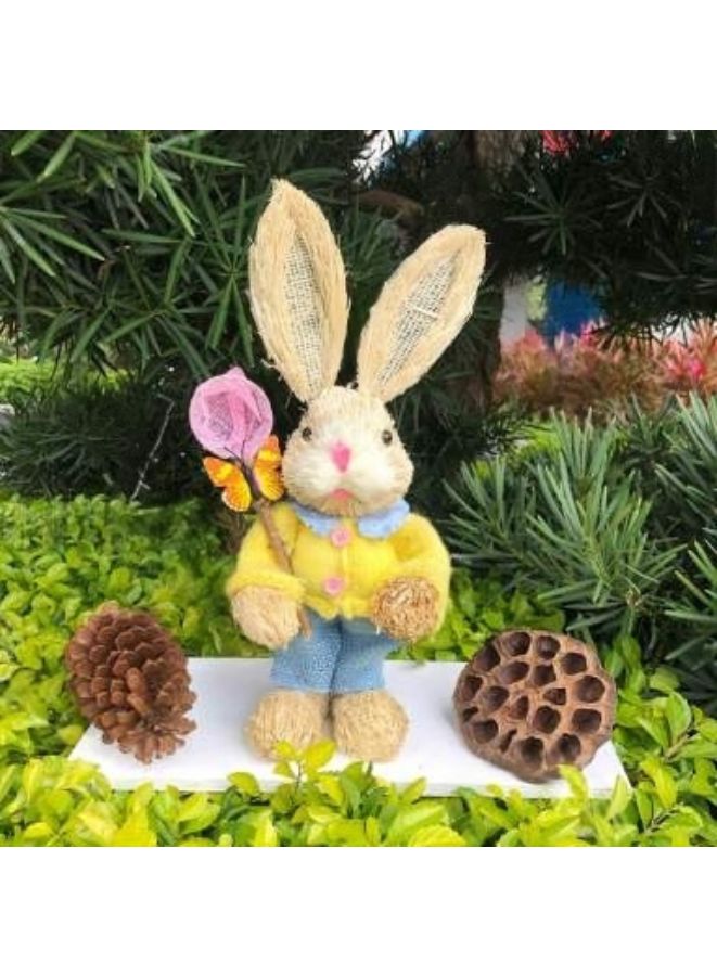 35cm Handmade Straw Rabbit Straw Bunny for Easter Day Artificial Animal Home Furnishing Shop Decoration, Bunny 5 - Image 2