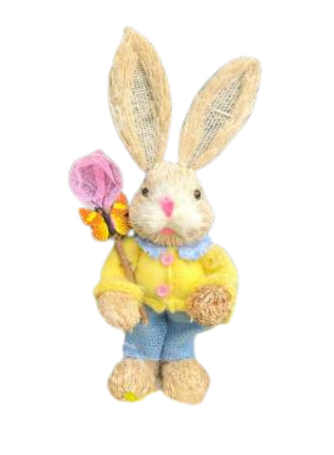 35cm Handmade Straw Rabbit Straw Bunny for Easter Day Artificial Animal Home Furnishing Shop Decoration, Bunny 5 - Image 1