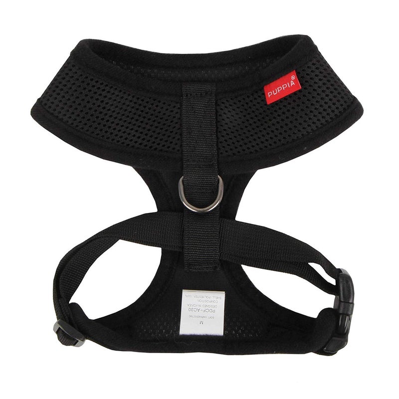 Puppia Soft Dog Harness No Choke Over-The-Head Triple Layered Breathable Mesh Adjustable Chest Belt and Quick-Release Buckle, Black, Small - Image 2
