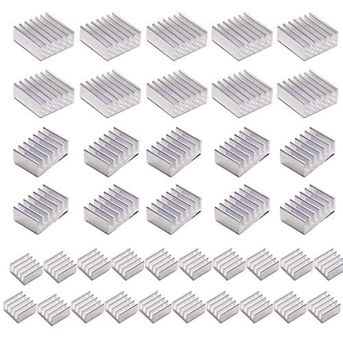 Pastall 40 PCS Raspberry Pi 4 Heatsink Kit with Thermal Conductive Adhesive Tape, Aluminum Heat Sink Cooler and Copper Heatsink for Raspberry Pi B B+ 2/3/4/5 - Image 1