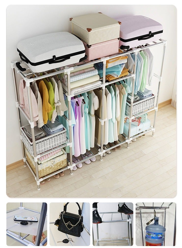 Portable Closet, 82cm，123cm,165cm,201cm Wardrobe Closet for Hanging Clothes with 4 Hanging Rods, 20mm Steel Tube Clothes Storage Organizer for Extra Sturdy, Quick and Easy to Assembly  - Image 3