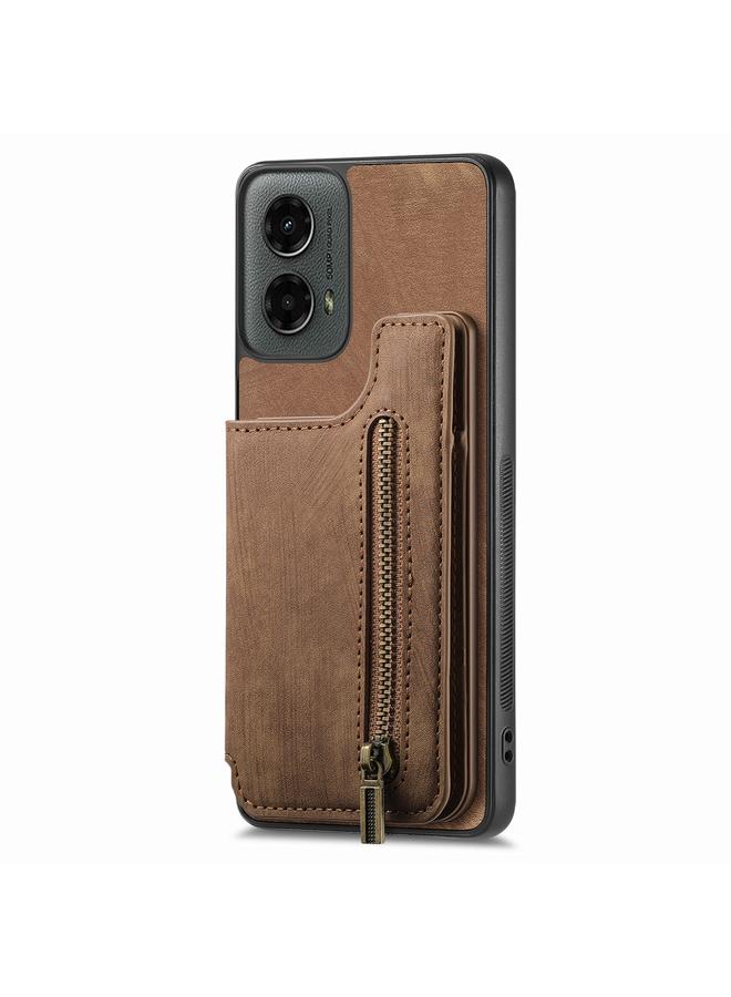 S-TOP Case For Motorola Moto G 2024 Retro Leather Zipper Wallet Back Phone Case - Image 2