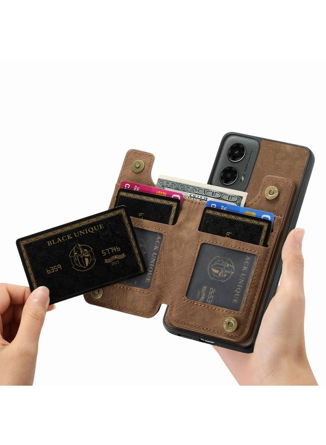 S-TOP Case For Motorola Moto G 2024 Retro Leather Zipper Wallet Back Phone Case - Image 5
