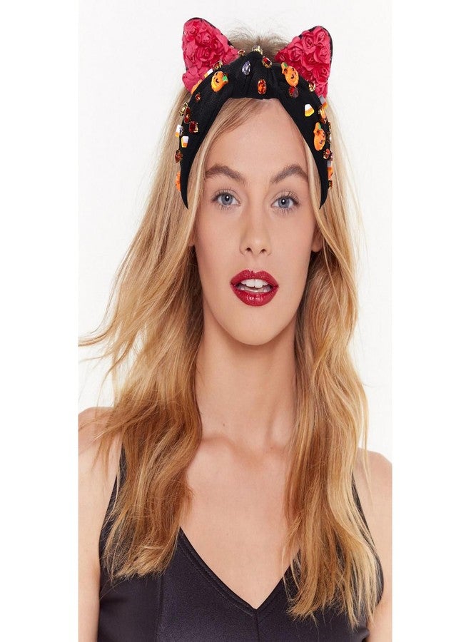 مولوك طوق رأس مولوخ للهالوين، طوق رأس مرعب على شكل يقطينة وحلوى الذرة، طوق رأس معقود مزين بالكريستال، طوق رأس أسود مزين بالكريستال، إكسسوارات شعر لأزياء الهالوين - Image 2