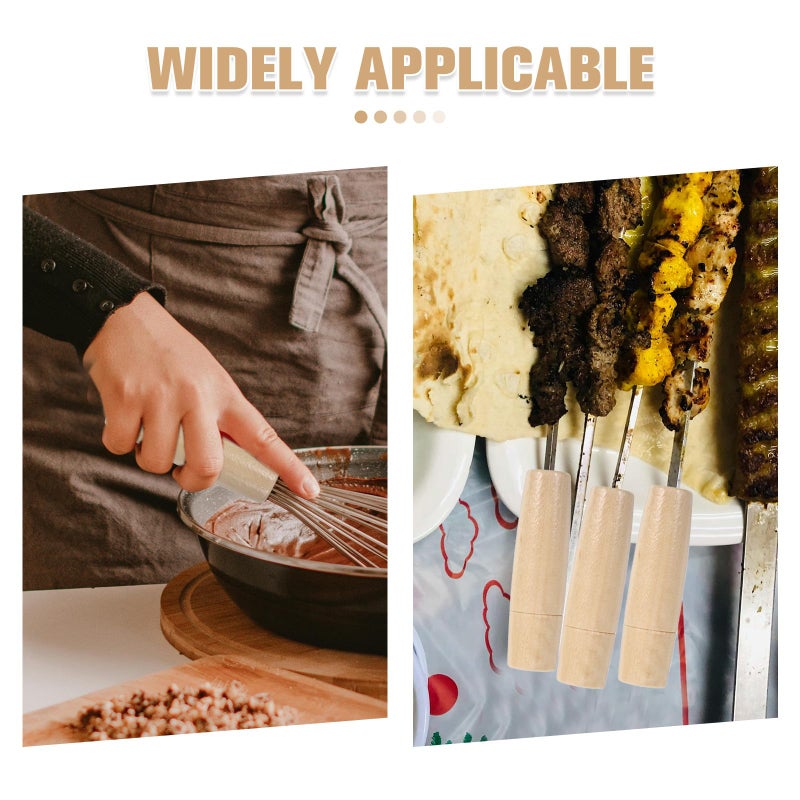 4Pcs Wooden Handle File Grip Replacement For BBQ Grill Kitchen Tools - Image 4
