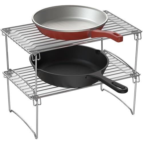 Deco Brothers Stackable Cabinet Shelf Organizer, 2 Pack, Chrome - Image 3