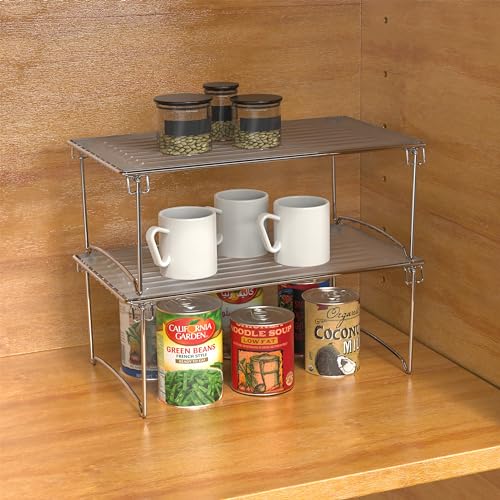 Deco Brothers Stackable Cabinet Shelf Organizer, 2 Pack, Chrome - Image 5