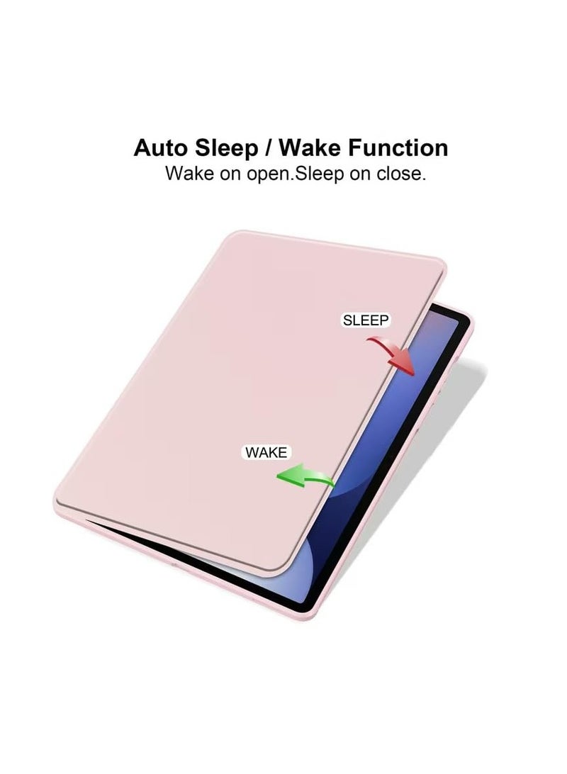 for Samsung Galaxy Tab S10 FE Plus Case Cover, Tablet Protective Case  , Acrylic 360 ° Rotating Design, Automatic Wake-up/sleep, Soft Leather,Pink - Image 4