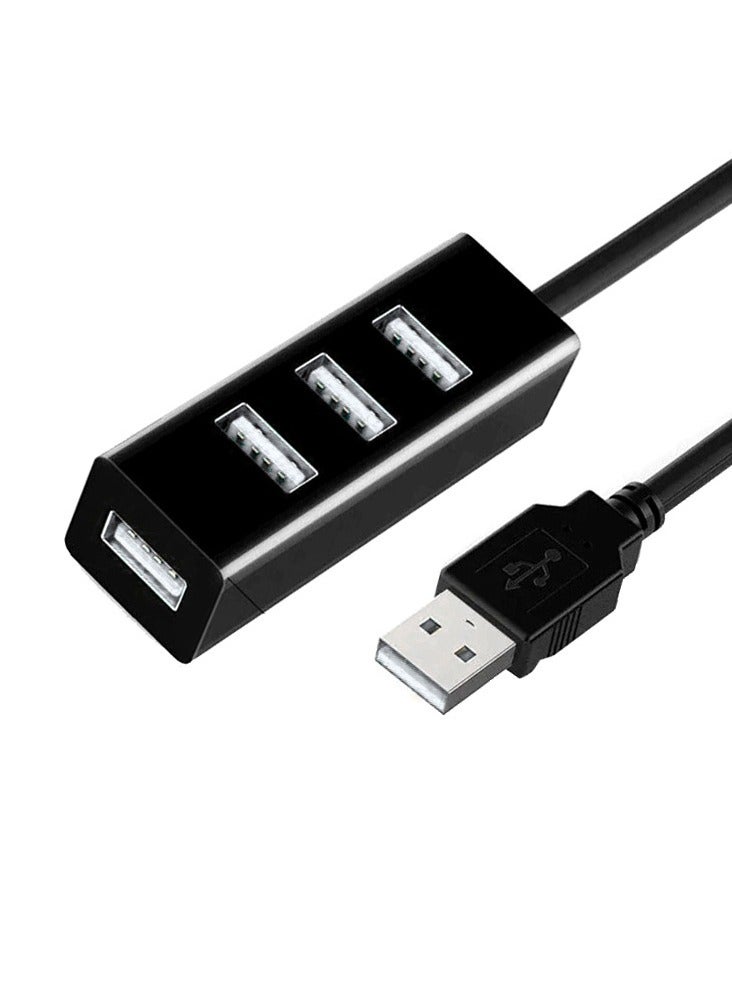 AROAQ USB Hub, Durable And Portable USB Port Splitter, 4 Port Compact Portable High Speed Data Hub, Ultra Slim All In One USB Splitter Power Adapter For Pc Windows, (1pc, Black) - Image 1