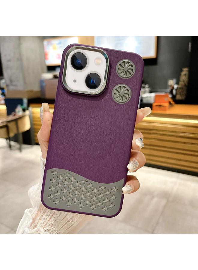 Zaboon Case For iPhone 13 Leather Textured Fan Hollow Cooling MagSafe Magnetic Phone Case - Image 1