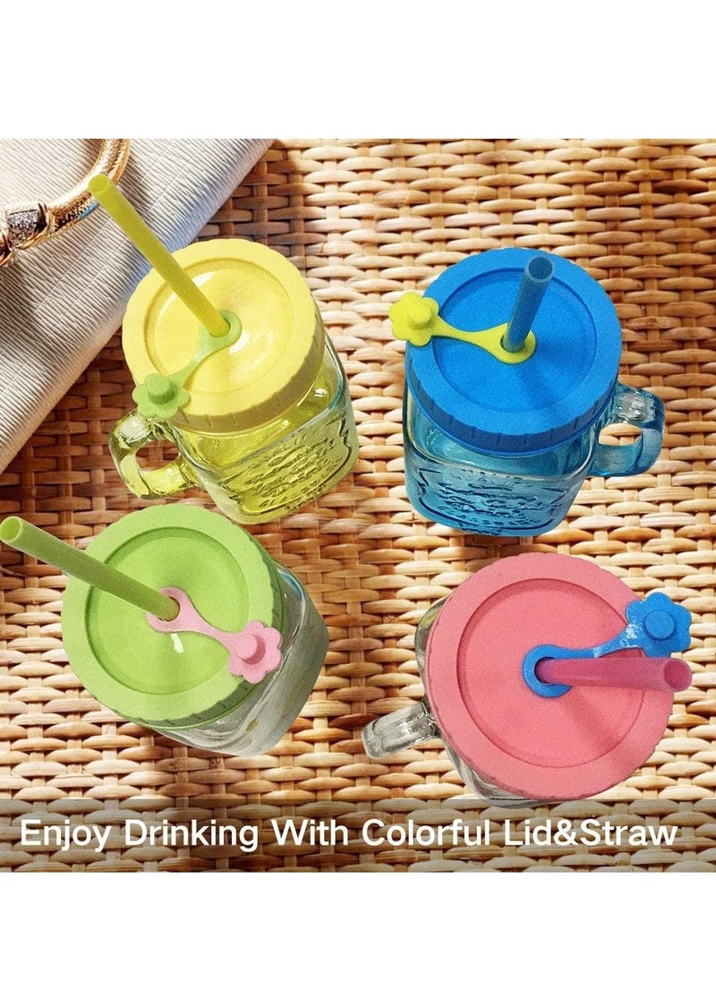 Mason Jar Lids with Straw Hole/Plastic Straws/Silicone Stoppers/Silicone Rings/Cleaning Brush, BPA Free Plastic Canning Lids, Great for Drinking & Food Storage(26 Pack)  - Image 3