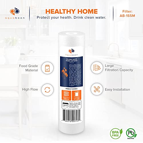 Aquaboon 5 Micron 10 x 2.5 Sediment Filter - Whole House Water Filter Replacement Compatible with Well Water Filters - P5, AP110, WHKF-GD05, 25-Pack - Image 4