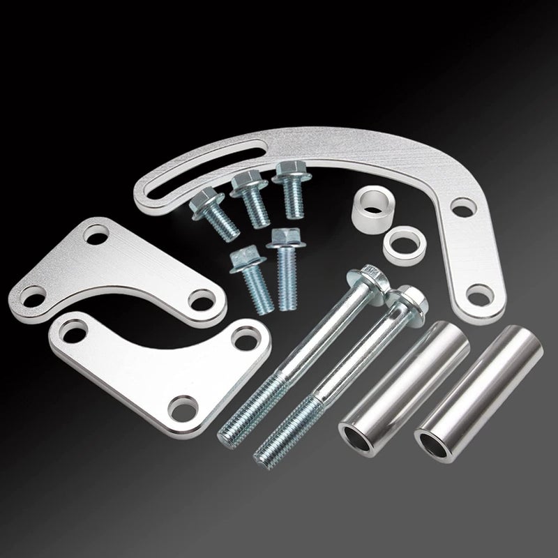 YIUIY for SBC Power Steering Pump Bracket Adjustable Compatible with Chevy 350 Small Block LWP Long Water Pump