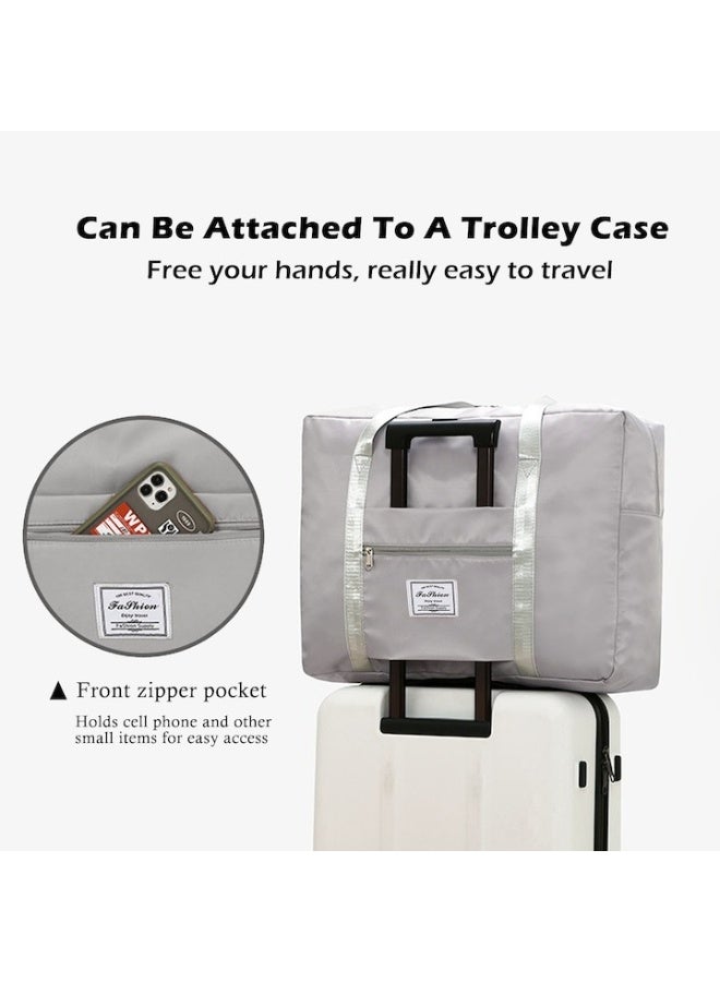 HONGFU Foldable Travel Bag, Waterproof Handbag, Lightweight Hand Luggage, Luggage Bag, Suitable for Sports, Gym, Holiday, Unisex-Grey - Image 5