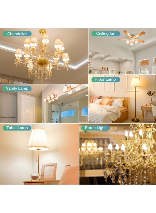 Fixer LED Candelabra Light Bulbs, Warm White 3000K, E14 Base, 7W Candle Light Bulbs, Non-Dimmable, 220V, 10 Pack - Image 4