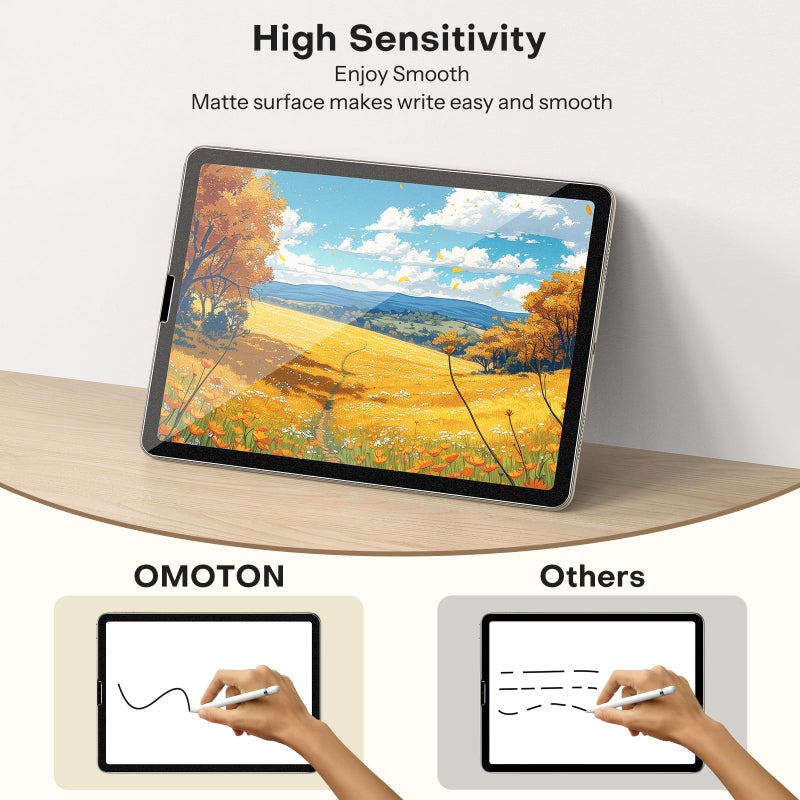 OMOTON PAPERSENSE Paper Screen Protector for iPad Air 4/5th Gen 10.9 Inch,2022 &2020, iPad Pro 11 Inch 2022/21/20/18, Matte Layer Glass Film with Easy Dust-free Installation Tray, Anti-glare, 2 Pack - Image 3