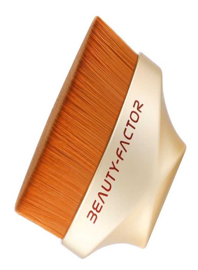 BEAUTYFACTOR Flat Top Foundation Makeup Brush - Hexagon Kabuki Powder Make Up Brushes Soft and Dense Bristles with Protective Case for Liquid, Blending, Body, Self-tanner, Cream, Buffing (Gold) - Image 1