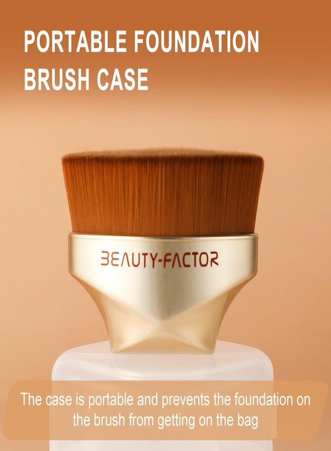 BEAUTYFACTOR Flat Top Foundation Makeup Brush - Hexagon Kabuki Powder Make Up Brushes Soft and Dense Bristles with Protective Case for Liquid, Blending, Body, Self-tanner, Cream, Buffing (Gold) - Image 5