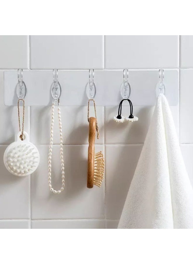 Transparent silicone hanger with 6 double hooks (12 hangings) – strong, drill-free installation for easy kitchen and bathroom organization. - Image 1