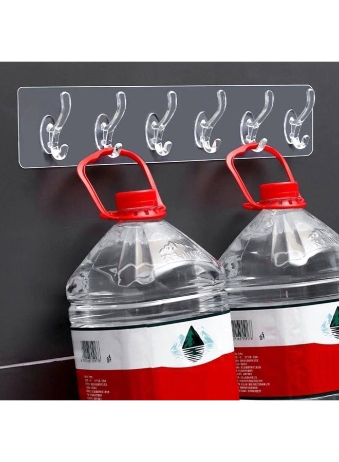 Transparent silicone hanger with 6 double hooks (12 hangings) – strong, drill-free installation for easy kitchen and bathroom organization. - Image 2