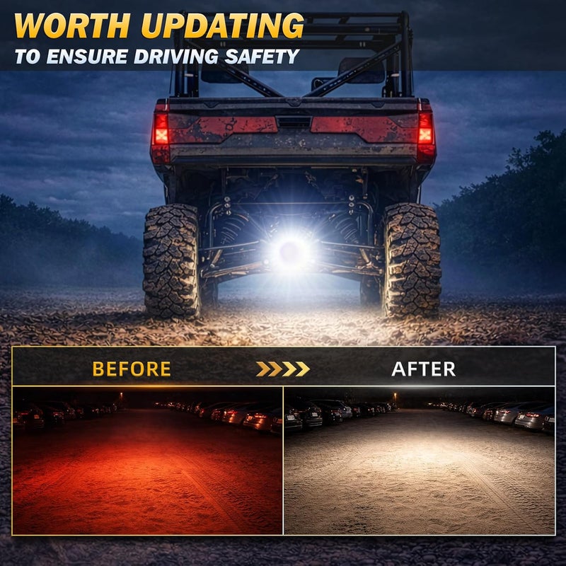 Zmoon Led Round Light Bar 2PCS 4.5" 140w 14000LM Flood Light Pod Off Road Fog Driving Roof Bar Bumper for SUV Truck, Hunters - Image 4