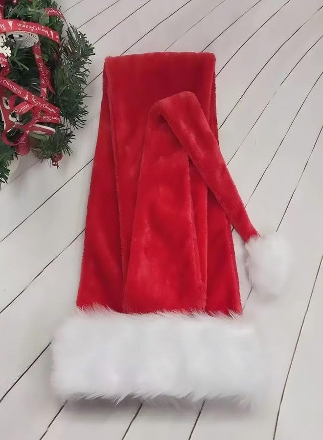 Lumadecor Long Santa Hat for Adults, Velvet Plush Christmas Hat for Xmas New Year Party, Festive Decorations & Supplies (Red) - Image 4