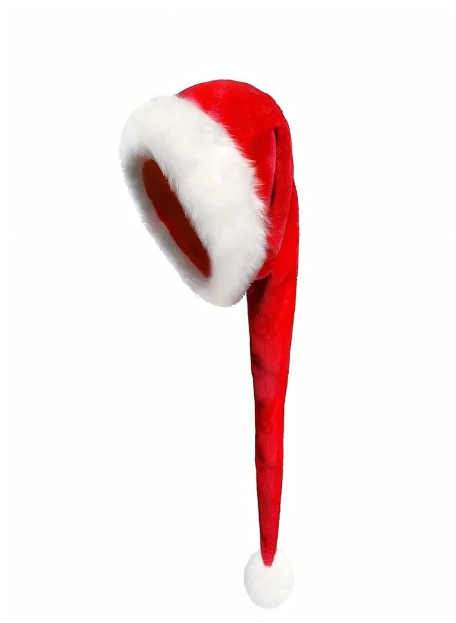 Lumadecor Long Santa Hat for Adults, Velvet Plush Christmas Hat for Xmas New Year Party, Festive Decorations & Supplies (Red) - Image 1