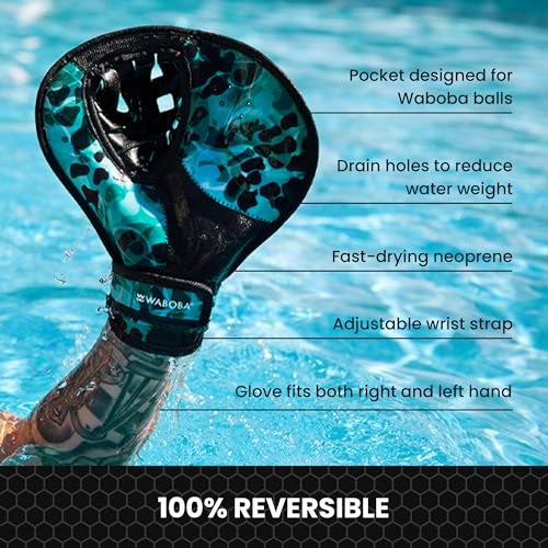 Waboba Catch Water Gloves Pro Water Bouncing Ball Set - for Beach Games & Swimming Pool Toys – 2 Baseball Style Mitts for Catching Water Balls – One Size Ambidextrous Design, Black - Image 4