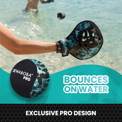 Waboba Catch Water Gloves Pro Water Bouncing Ball Set - for Beach Games & Swimming Pool Toys – 2 Baseball Style Mitts for Catching Water Balls – One Size Ambidextrous Design, Black - Image 5