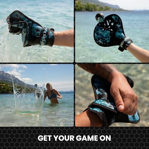 Waboba Catch Water Gloves Pro Water Bouncing Ball Set - for Beach Games & Swimming Pool Toys – 2 Baseball Style Mitts for Catching Water Balls – One Size Ambidextrous Design, Black - Image 3