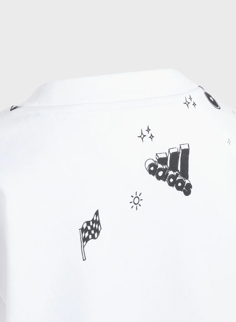 Adidas Brand Love Allover Print Crew Sweatshirt Kids
