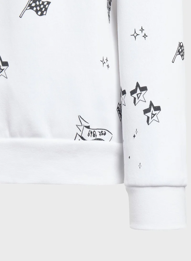 Adidas Brand Love Allover Print Crew Sweatshirt Kids