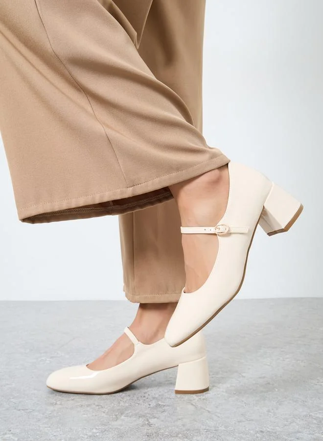 Styli Off White Patent Mary Jane Shoes