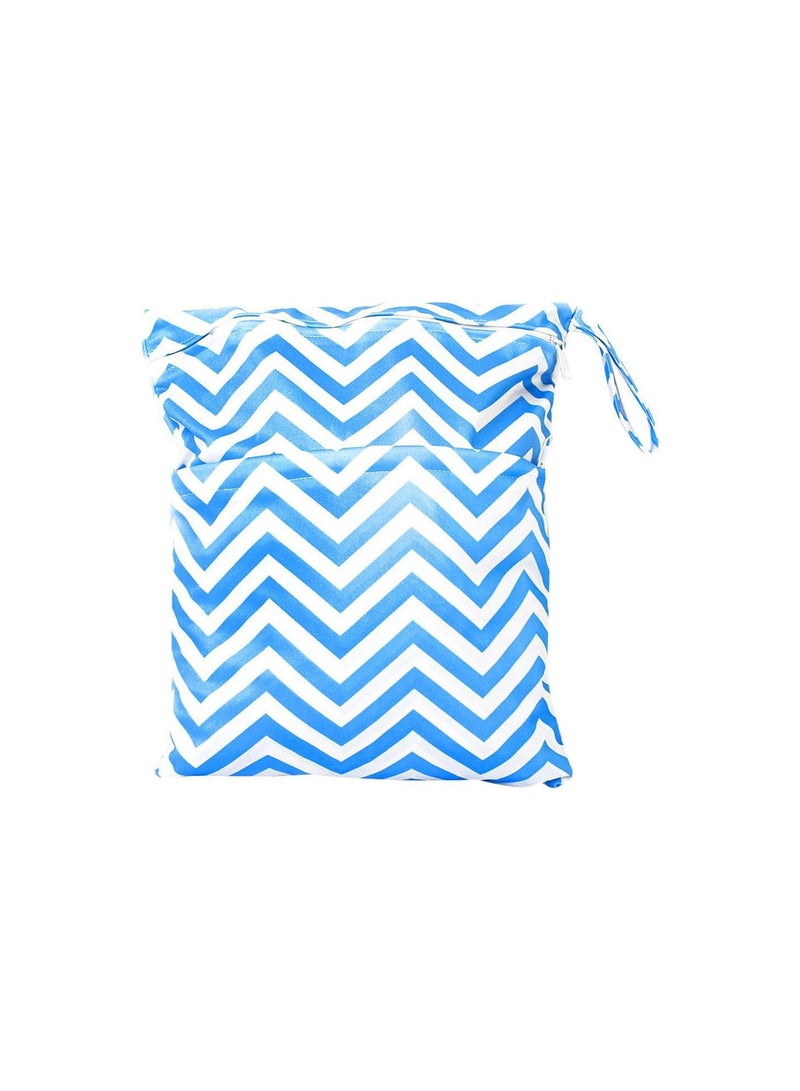 GGOOT Blue Stripe Pattern Baby Diaper Bag Waterproof Zipper Bag Washable Reusable Baby Cloth Diaper Bag Infant Nappy Changing Bag - Image 1
