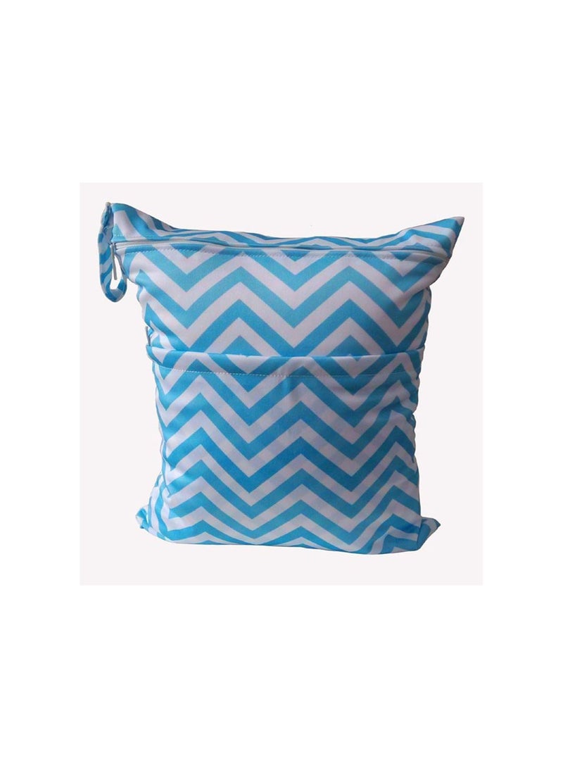 GGOOT Blue Stripe Pattern Baby Diaper Bag Waterproof Zipper Bag Washable Reusable Baby Cloth Diaper Bag Infant Nappy Changing Bag - Image 2