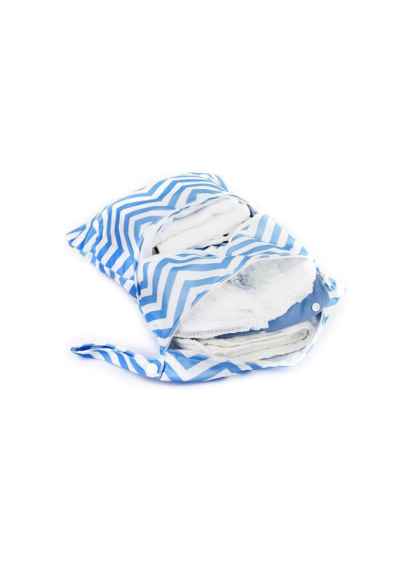 GGOOT Blue Stripe Pattern Baby Diaper Bag Waterproof Zipper Bag Washable Reusable Baby Cloth Diaper Bag Infant Nappy Changing Bag - Image 5