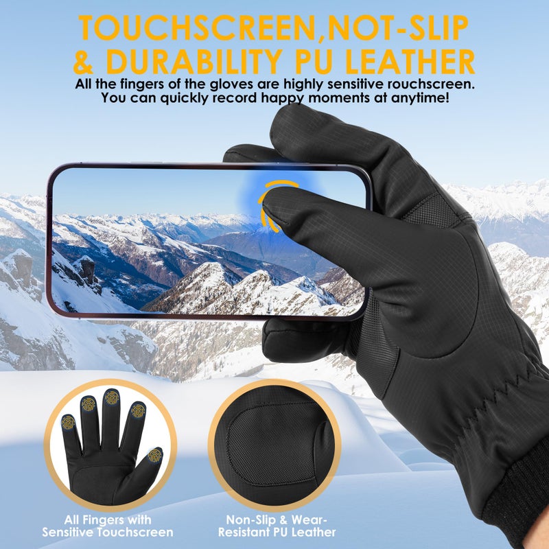 Gopaice Winter Skiing Gloves for Men & Women, Waterproof Thermalï¼ŒTouchscreen Lightweight with Non-Slip Grip for Cycling Running in Cold Weather - Image 5