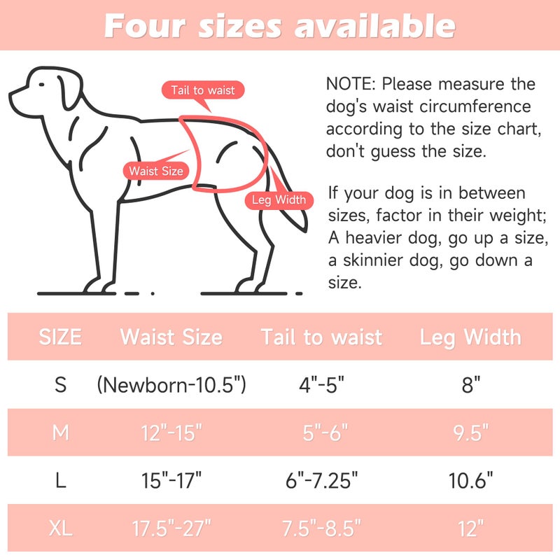 Langsprit Washable Female Dog Diapers (4 Pack+1 Suspenders), Reusable Female Girl Doggy Doggie Puppy Wraps Panties Belly Band for Pet Heat Period Pooping Peeing Potty Training Incontinence Marking Large - Image 3
