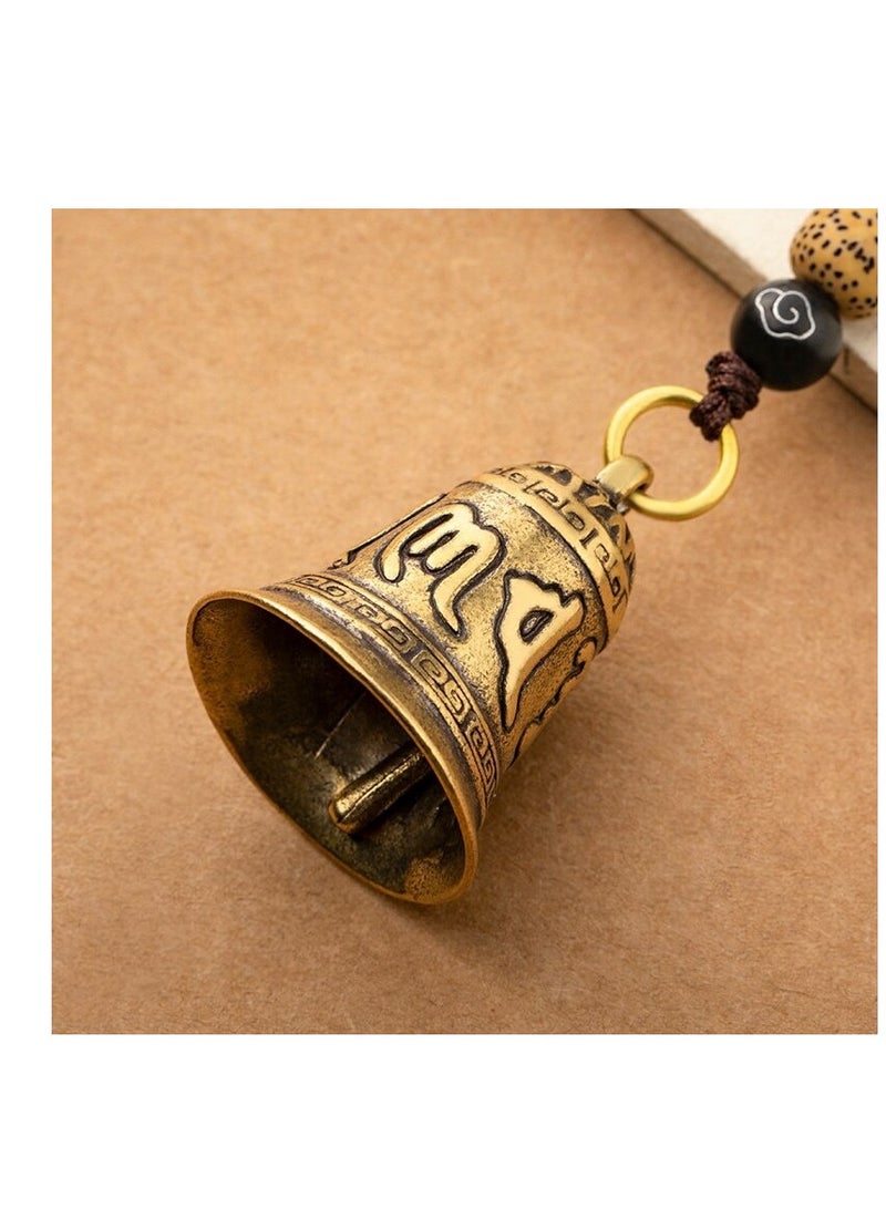 Generic 1pc Vintage Brass Tibetan Buddhism Six-word Mantra Bell Keychains Lanyard Pendants Handmade Rope Car Key Chain Rings Hanging Jewelry  - Image 5