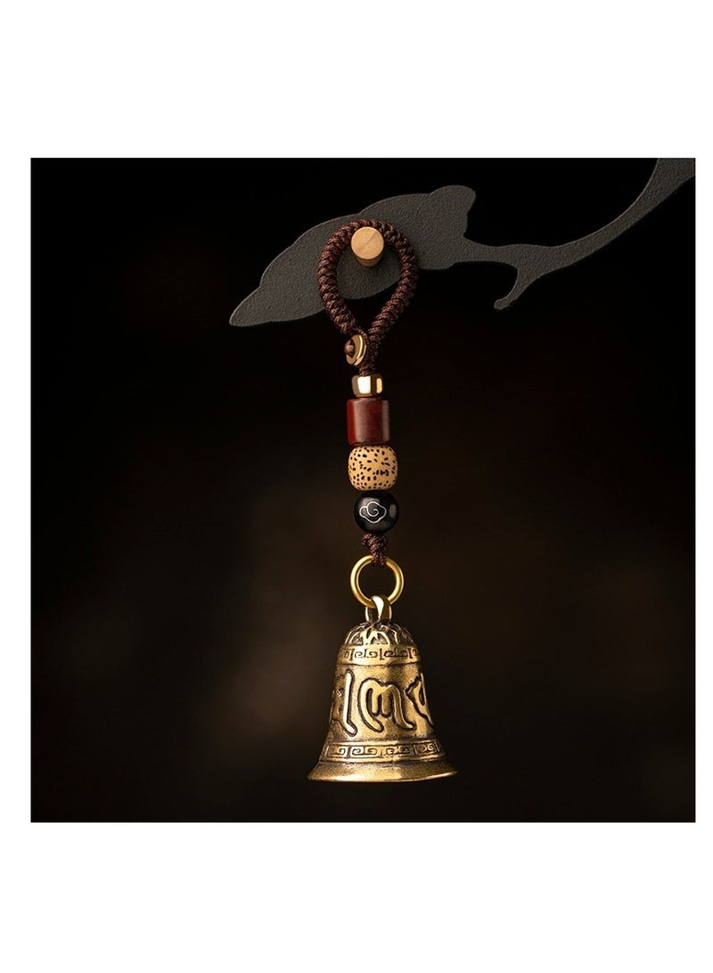 Generic 1pc Vintage Brass Tibetan Buddhism Six-word Mantra Bell Keychains Lanyard Pendants Handmade Rope Car Key Chain Rings Hanging Jewelry  - Image 4